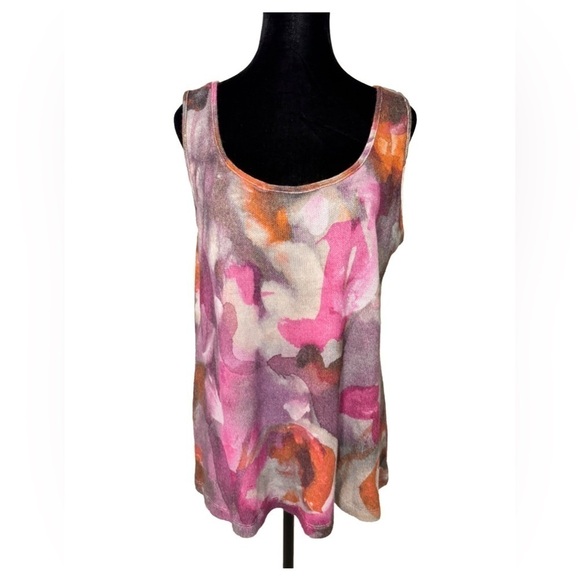 Robert Kitchen Tank Top Canada XX Large Sleeveless Floral Watercolor Knit Shirt - Picture 1 of 6